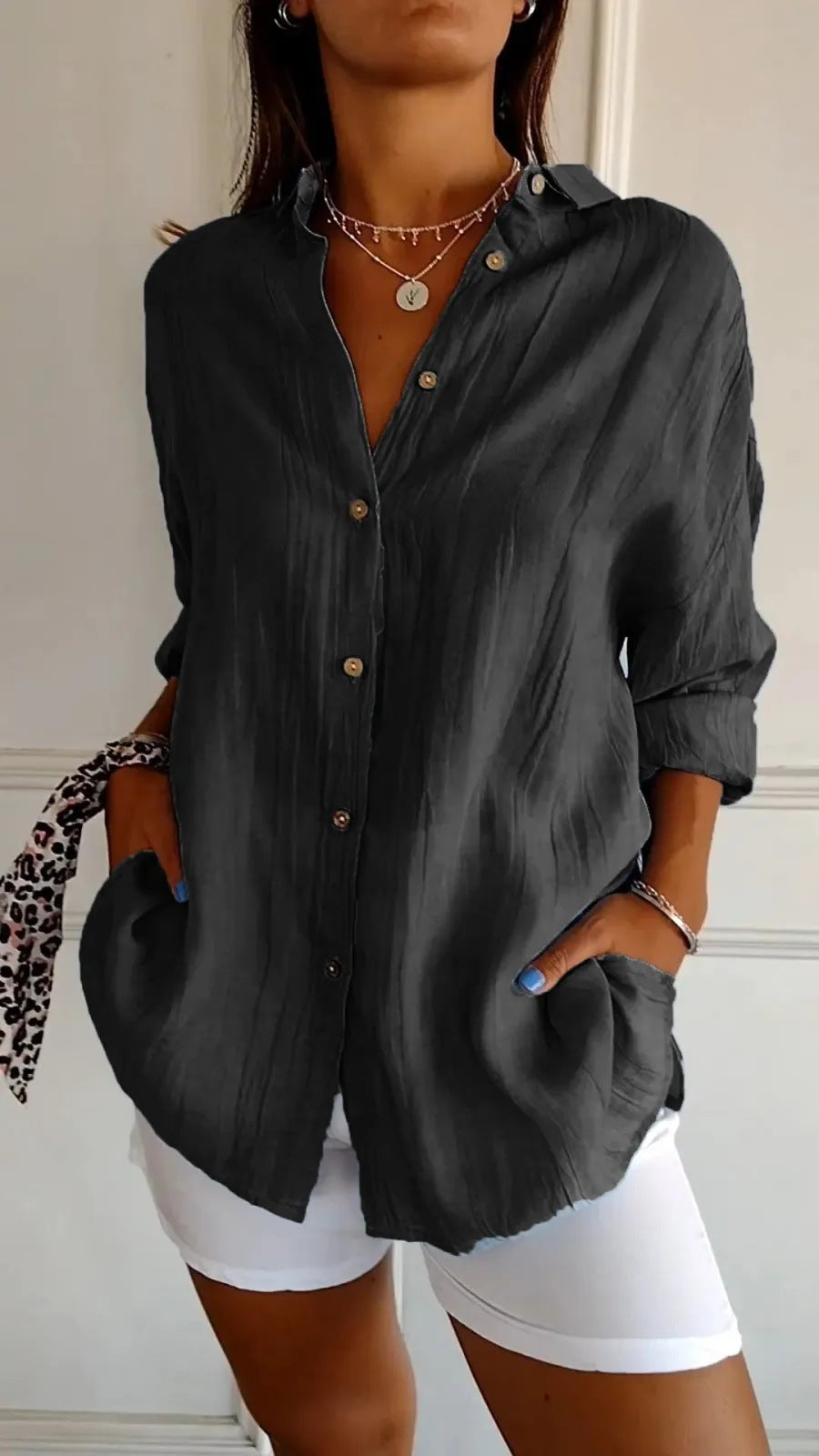 Single-breasted Pleated Shirt