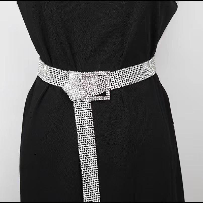 Fashion Diamonds Over Rhinestone Belt