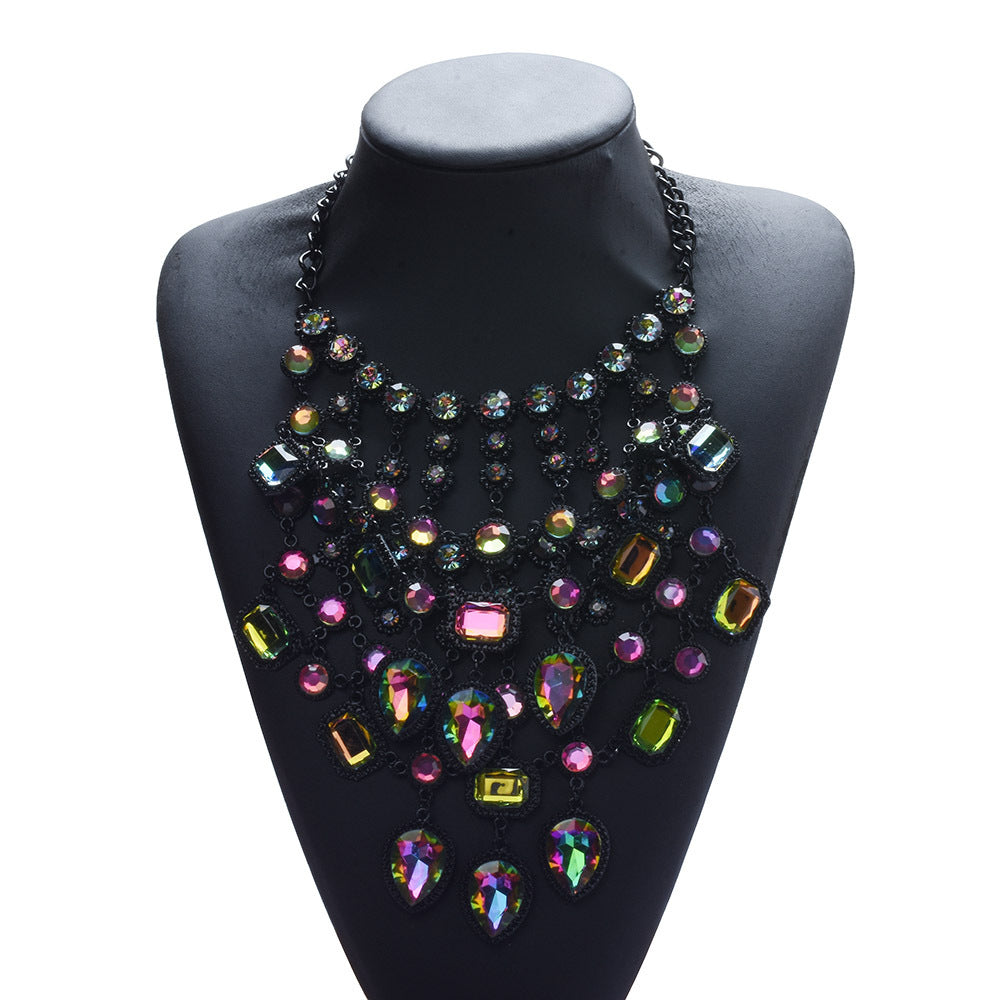 Multi-layer Style Alloy Inlaid Jewel Necklace