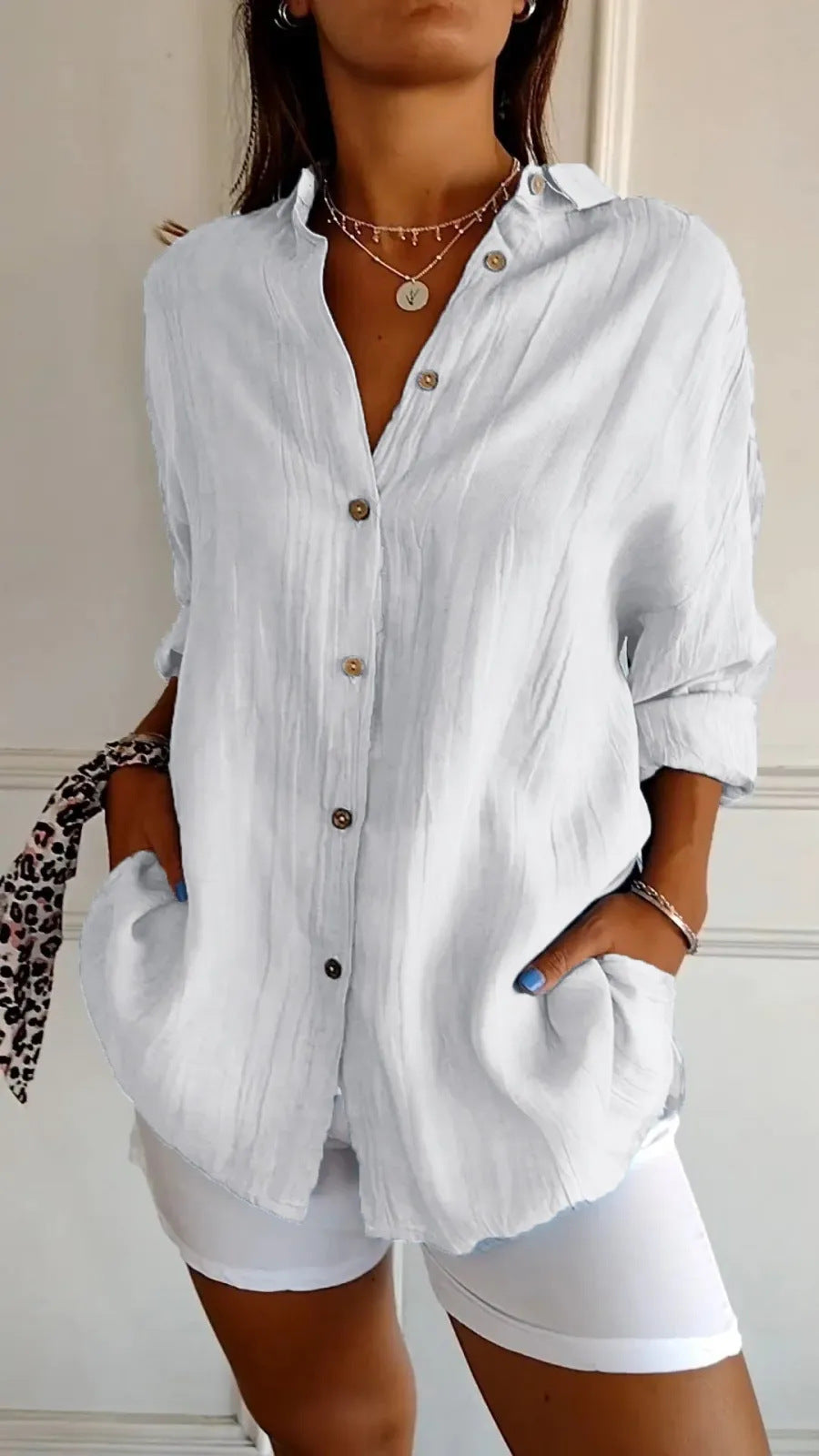 Single-breasted Pleated Shirt