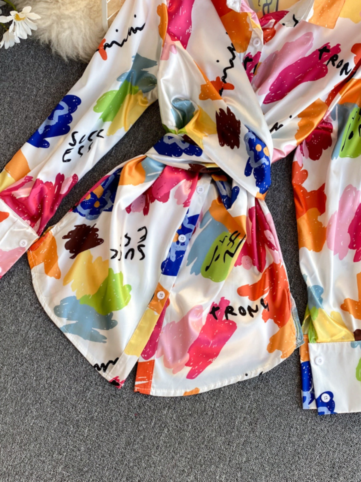 Irregular Tie-dyed Satin Shirt