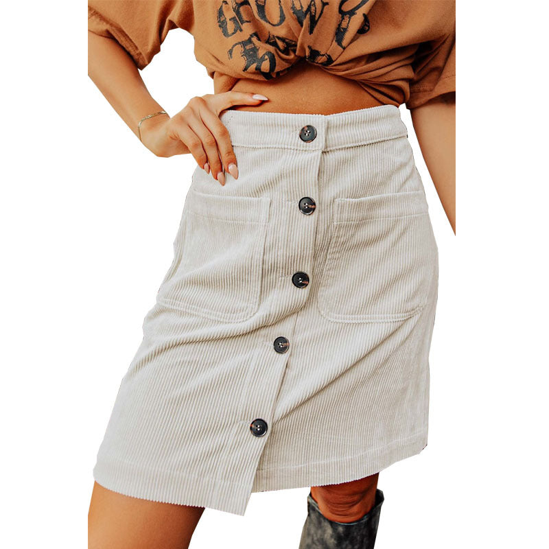 Corduroy High Waist Skirt