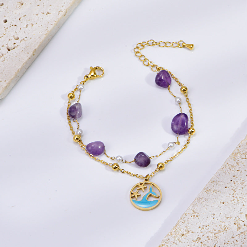 Purple Natural Stone Anklet