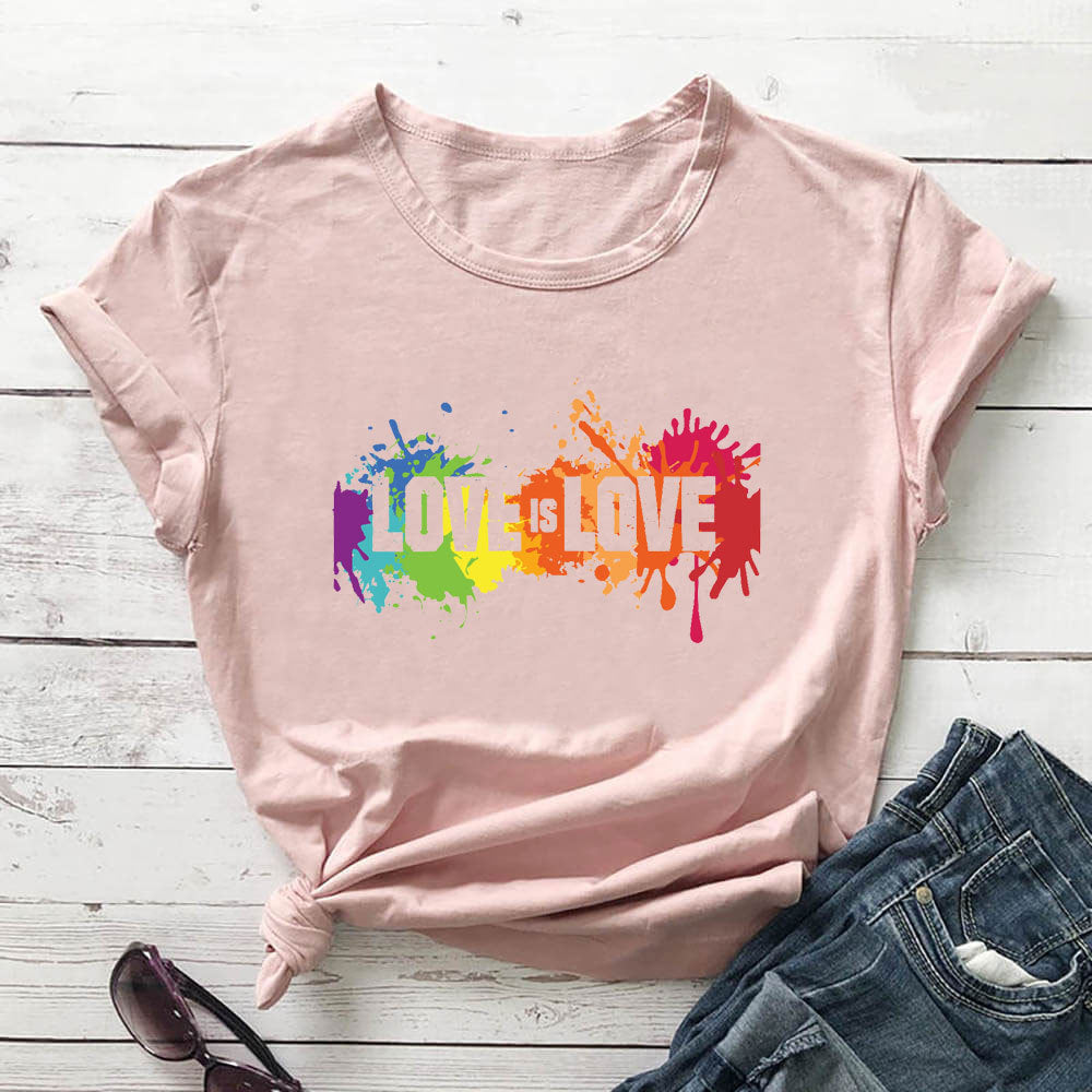 Love Is Love Letter Color Printed T-shirt