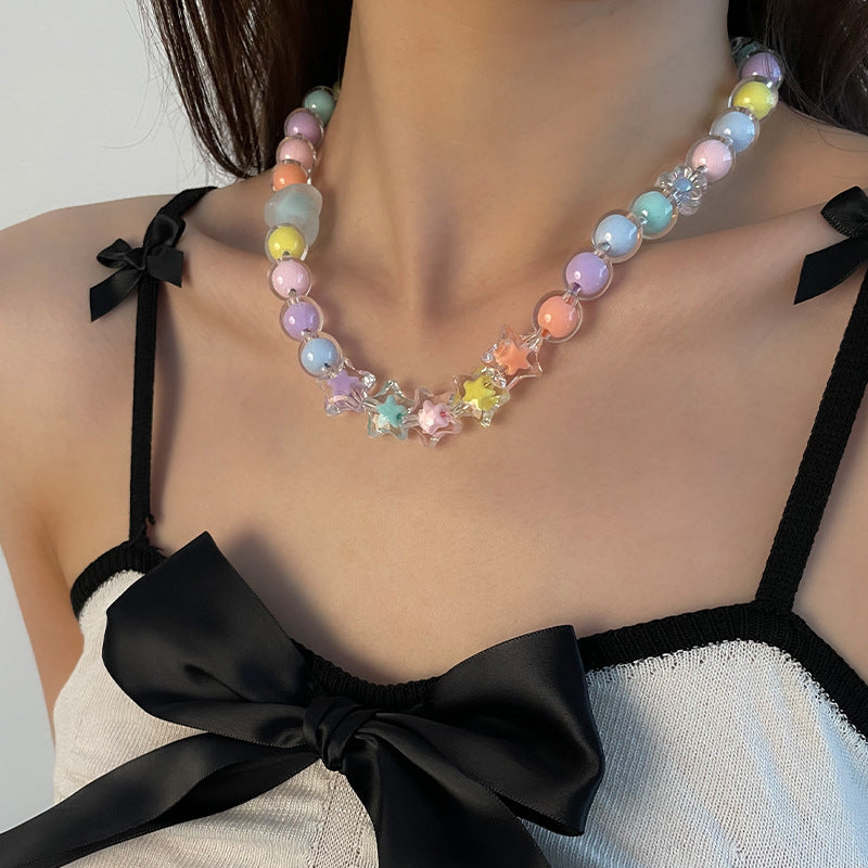 Candy-colored Acrylic Beaded Necklace