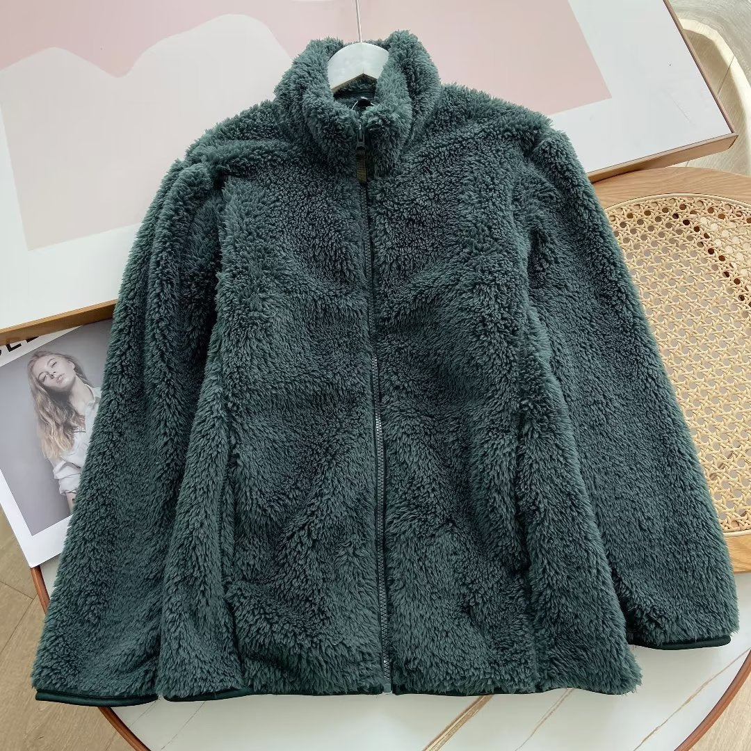 Men's Long Fleece Stand Collar Jacket