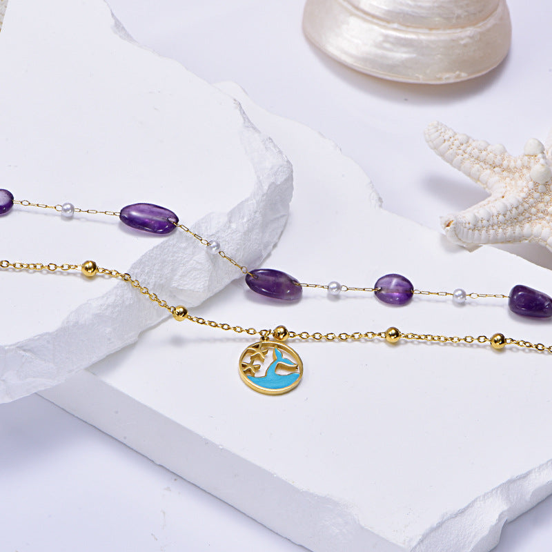 Purple Natural Stone Anklet