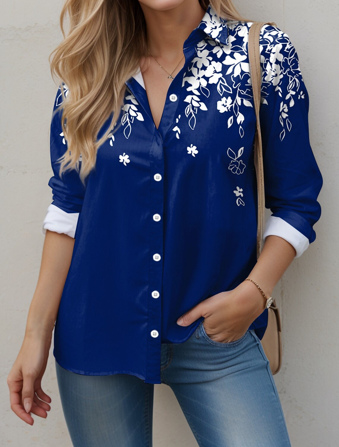 Elegant Digital Loose Cardigan Long-sleeved Blouse