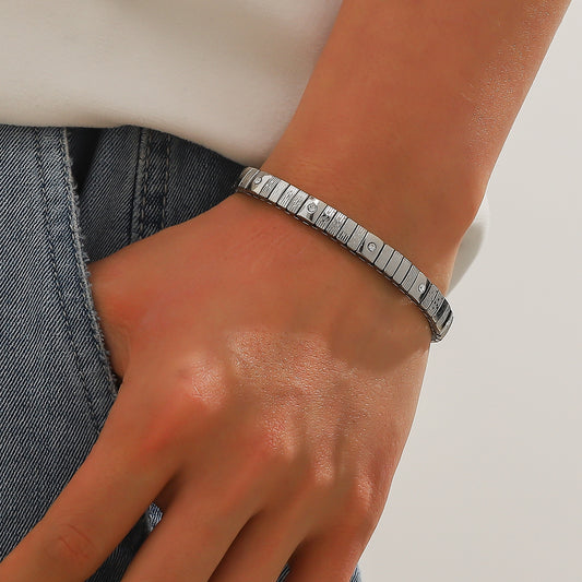 Cold Stainless Steel Diamond Elastic Bracelet