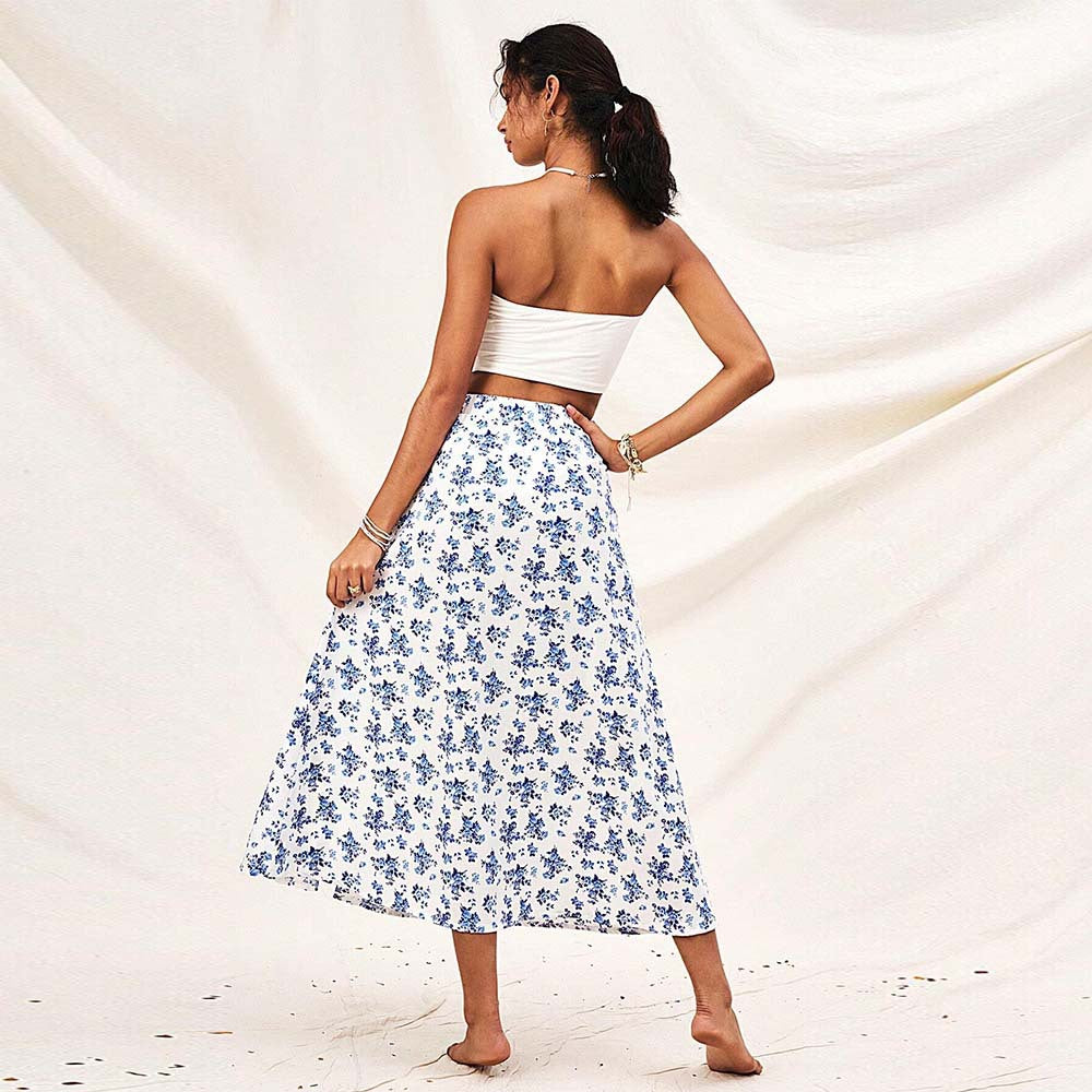 Loose Split Floral Skirt