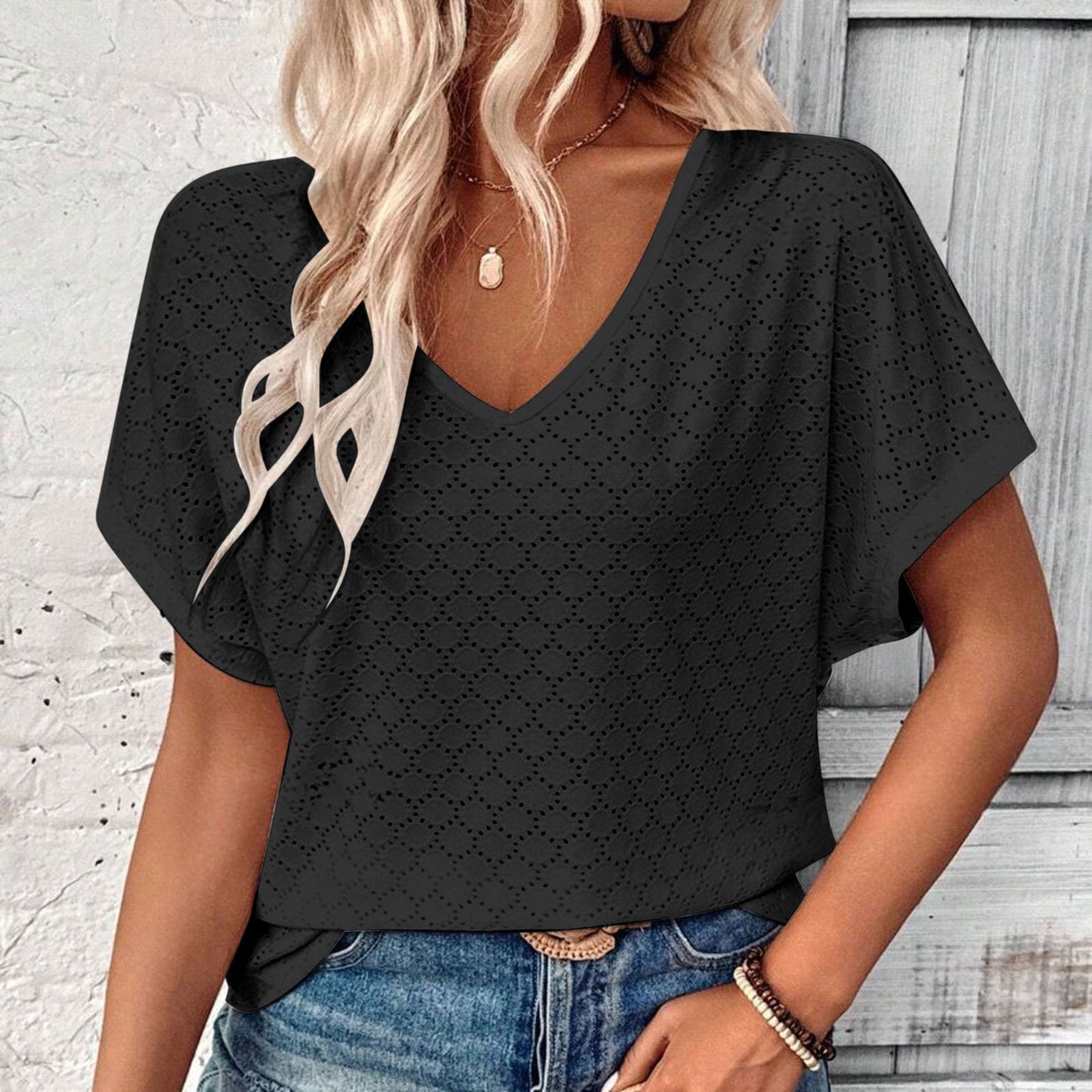 Hollow Jacquard Top