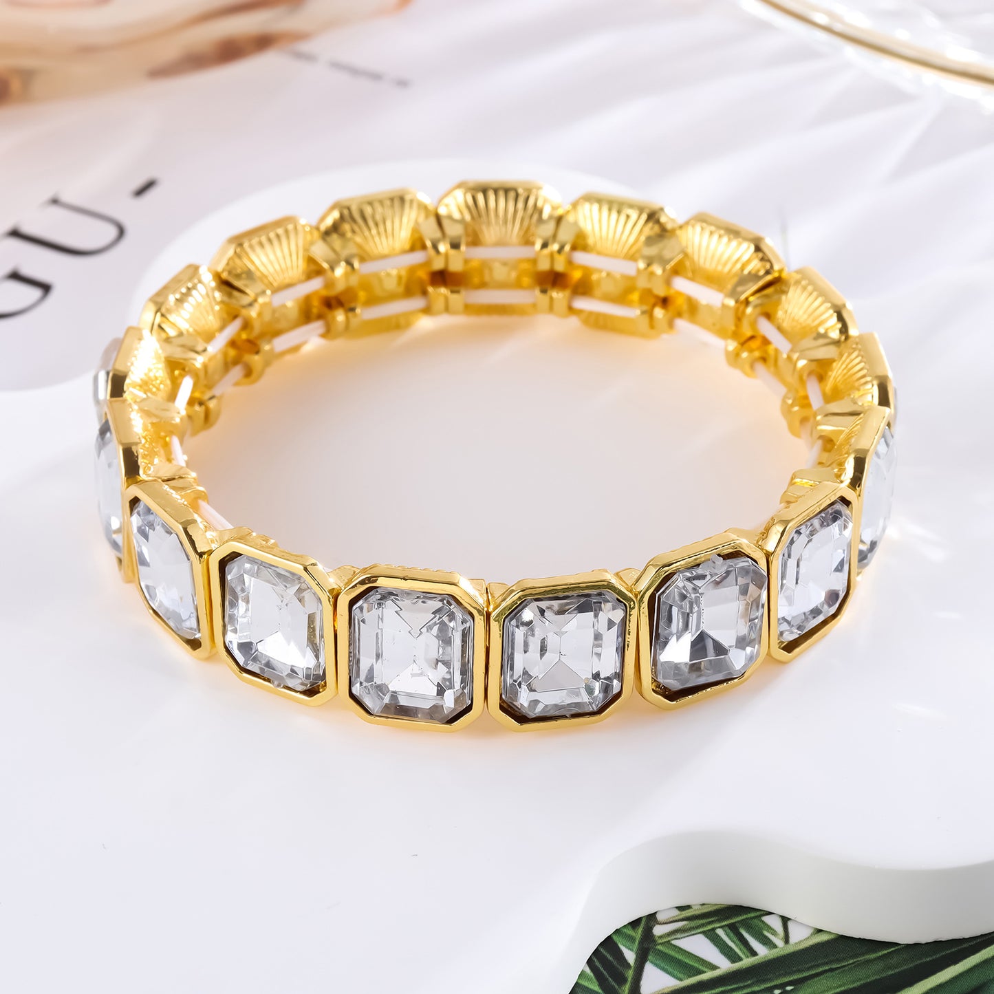 Full Artificial Diamond Bracelet Telescopic Bracelet