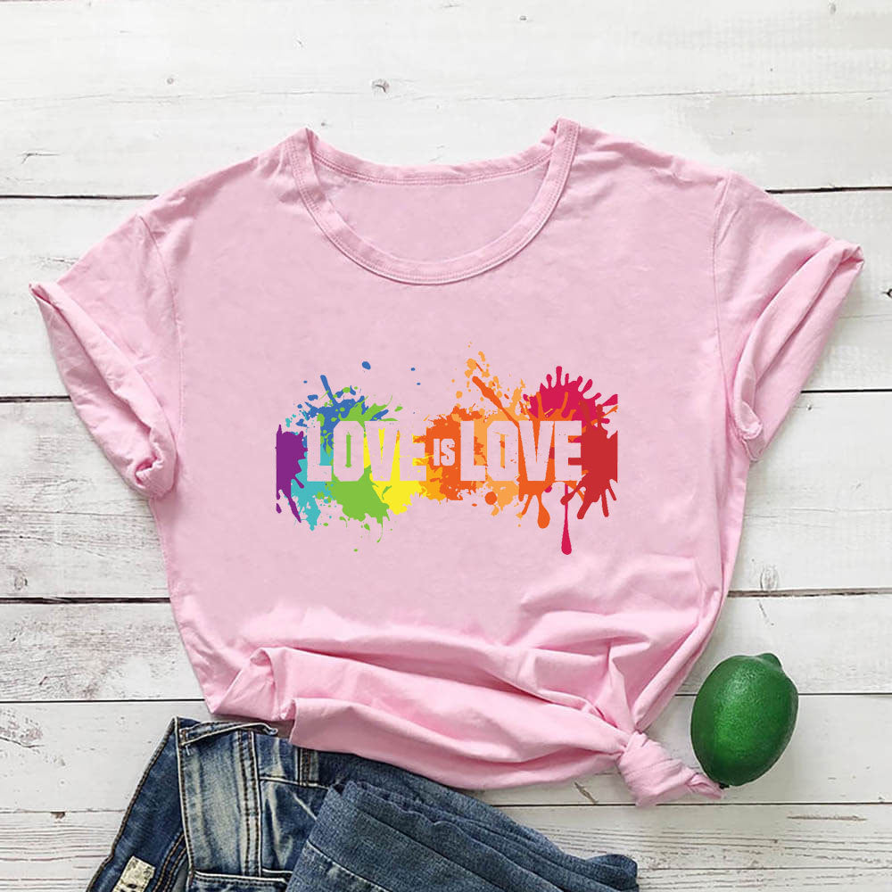 Love Is Love Letter Color Printed T-shirt