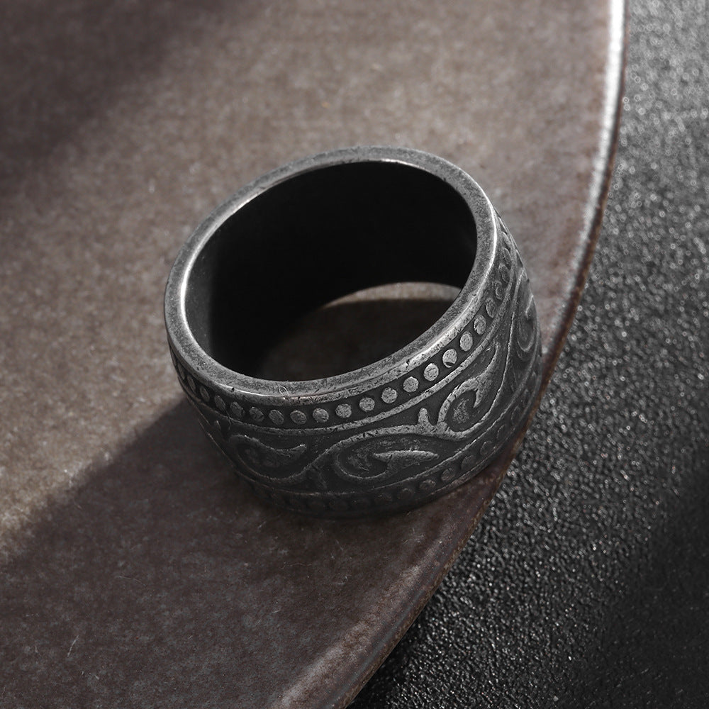 Men's Titanium Steel Totem Wide Ring