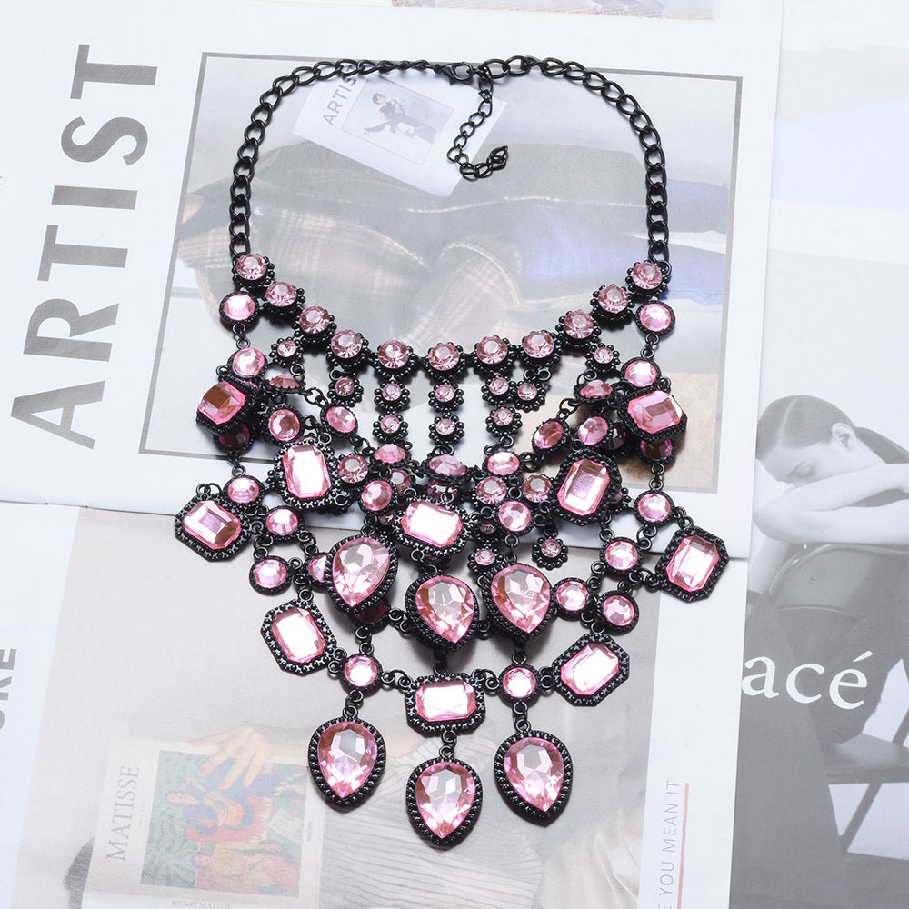 Multi-layer Style Alloy Inlaid Jewel Necklace