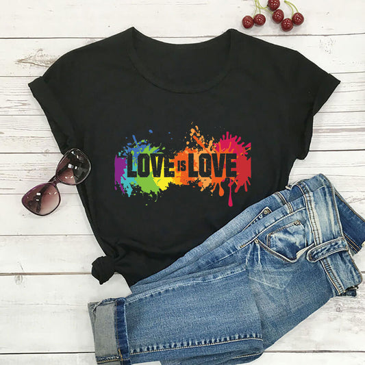 Love Is Love Letter Color Printed T-shirt