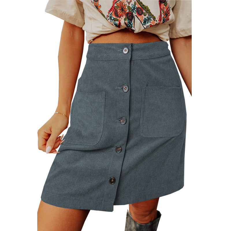 Corduroy High Waist Skirt