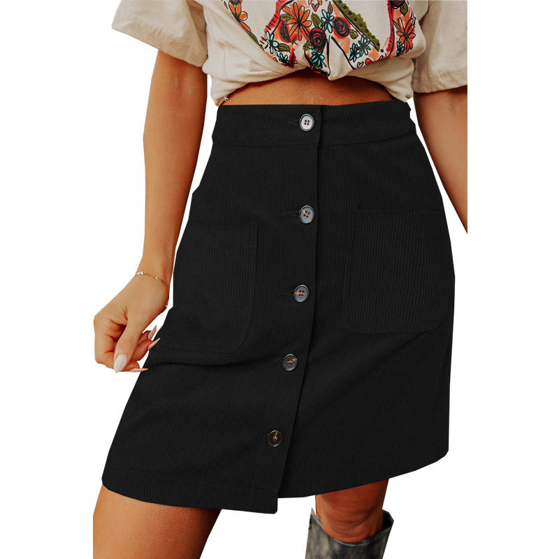 Corduroy High Waist Skirt