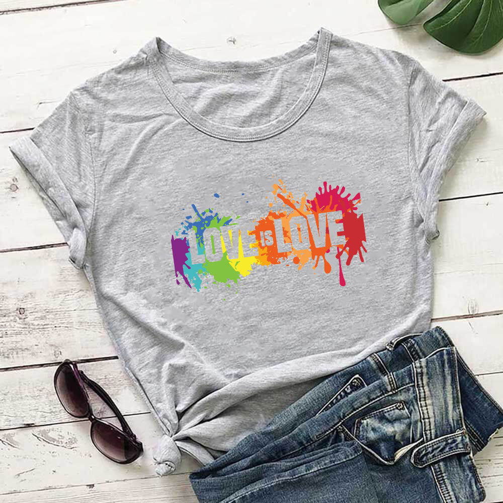 Love Is Love Letter Color Printed T-shirt