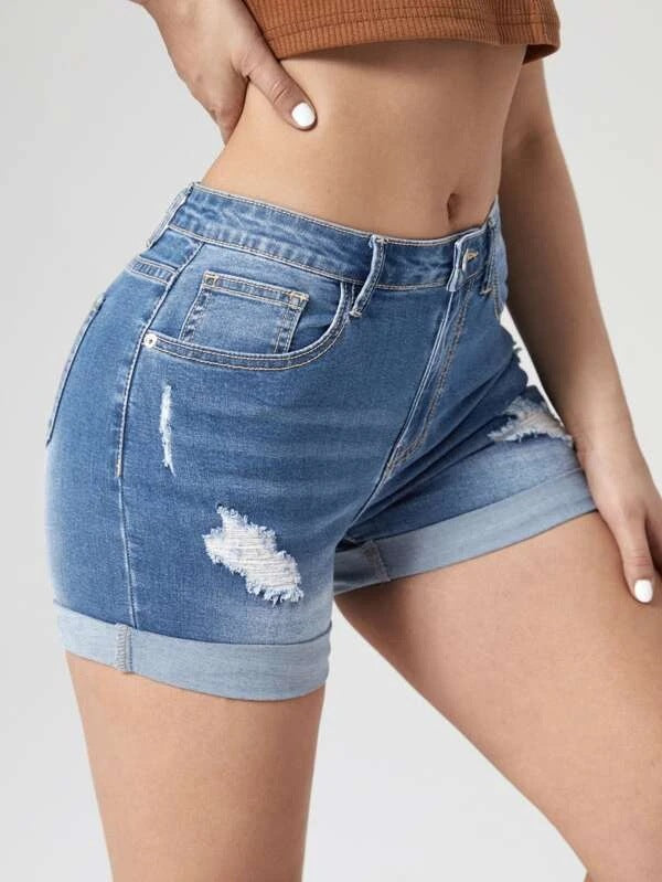 Women's Elastic Denim Shorts