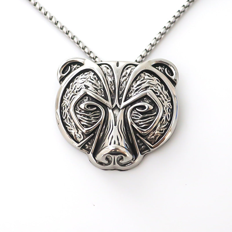 Russian Bear Head Pendant Necklace