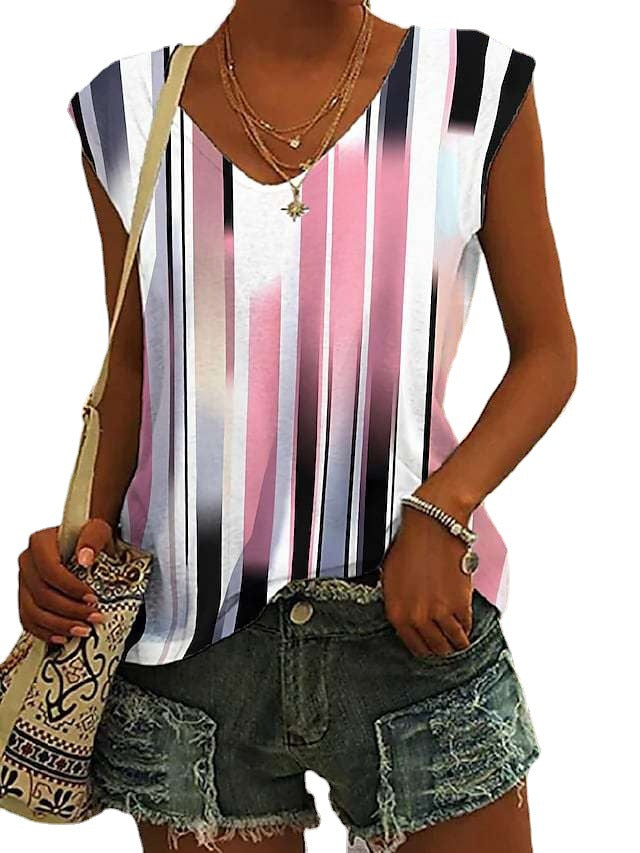 Sleeveless V-neck Vest Pattern Top