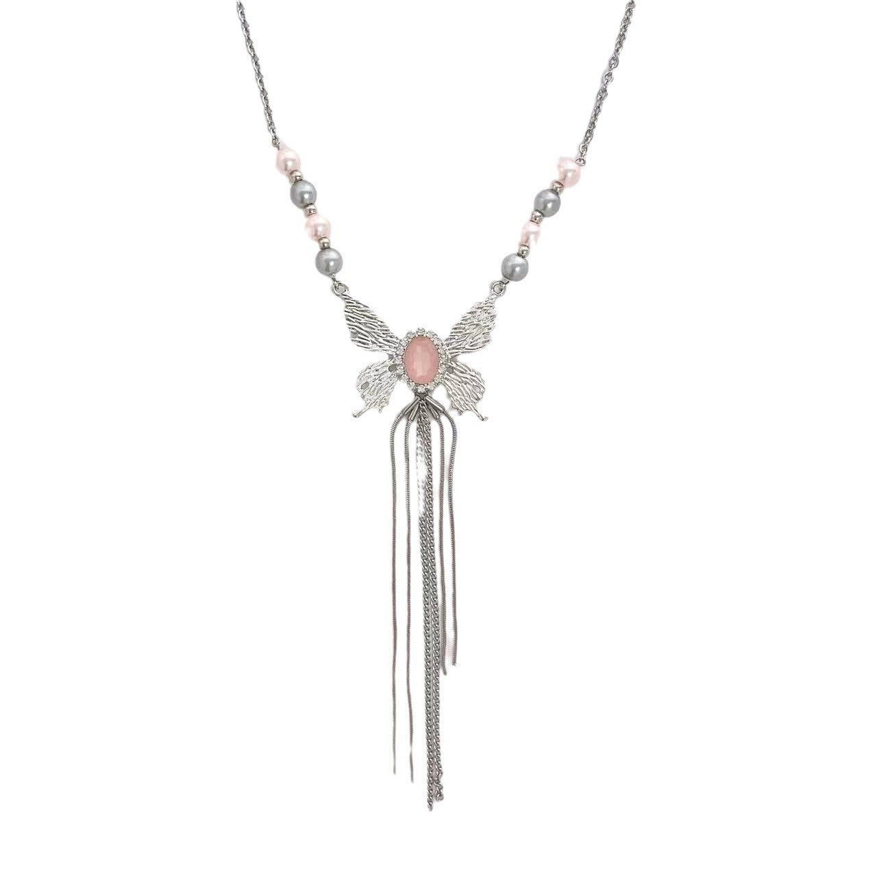 Butterfly Tassel Beaded Necklace