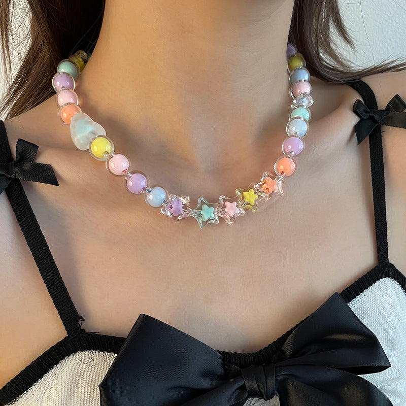 Candy-colored Acrylic Beaded Necklace