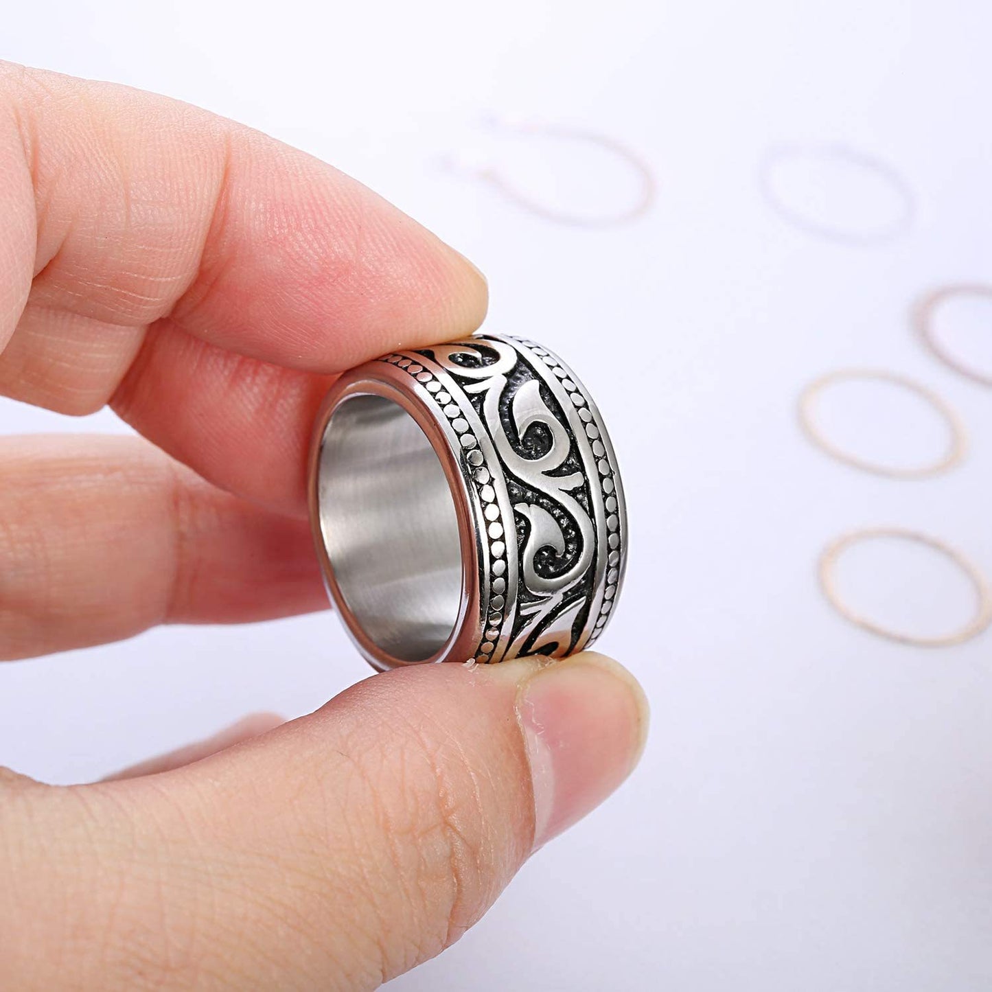 Men's Titanium Steel Totem Wide Ring