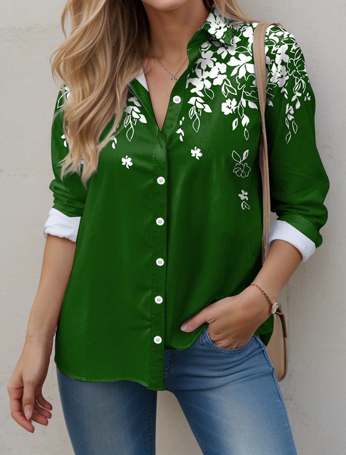 Elegant Digital Loose Cardigan Long-sleeved Blouse