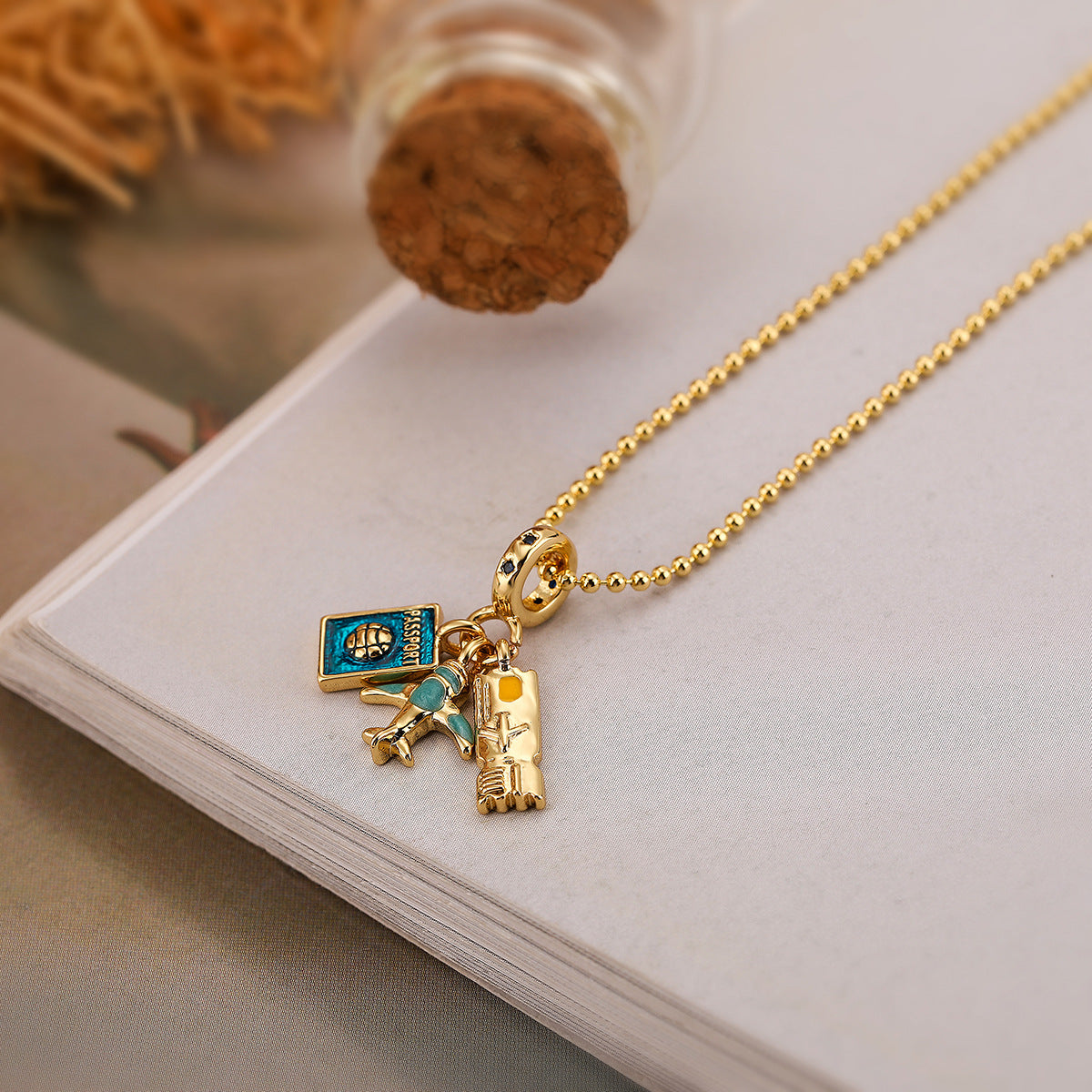 Zircon Camera Passport Pendant Necklace