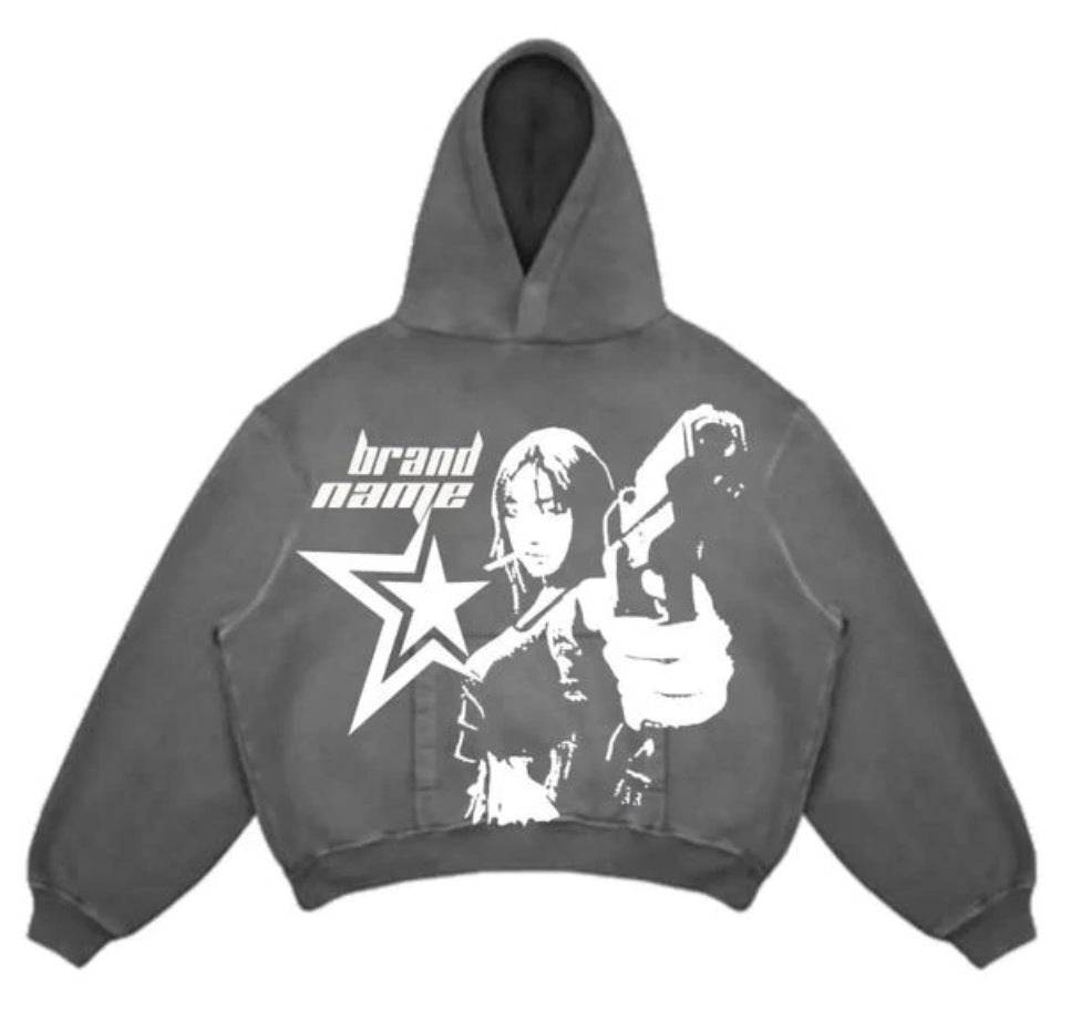 Punk Fashion Design Fleece Printed Hoodie