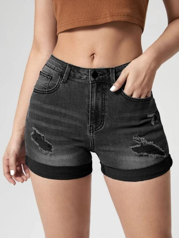 Women's Elastic Denim Shorts