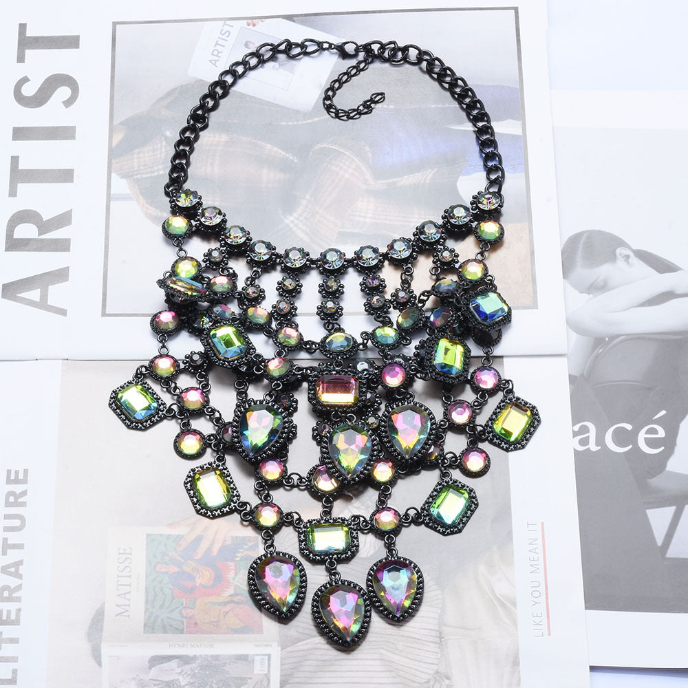 Multi-layer Style Alloy Inlaid Jewel Necklace