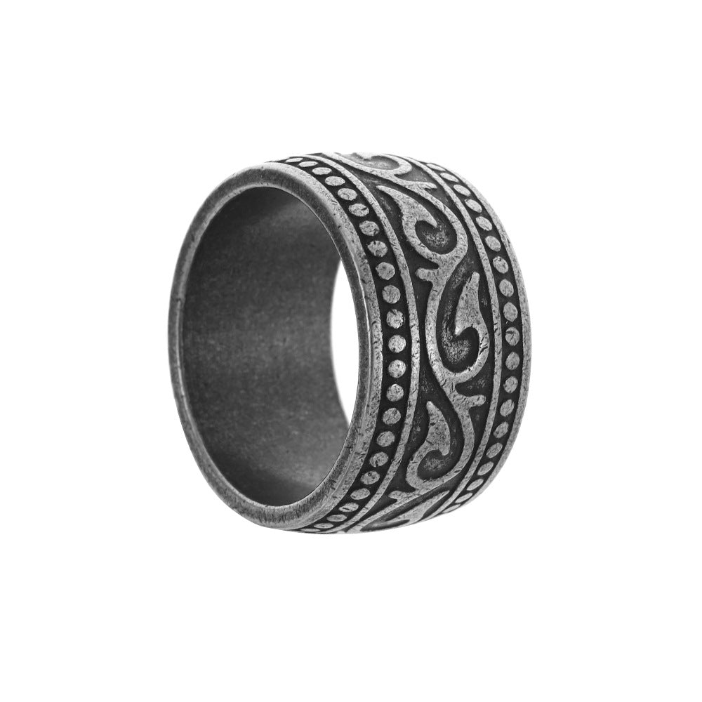 Men's Titanium Steel Totem Wide Ring