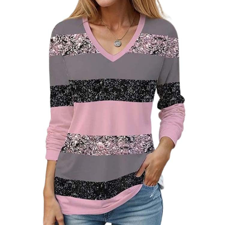 Digital Printed V-neck Long Sleeve Shirt