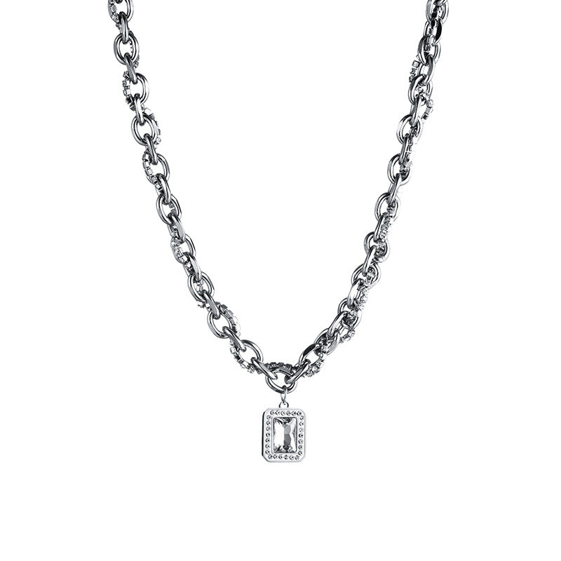 Square Winding Full Diamond Necklace