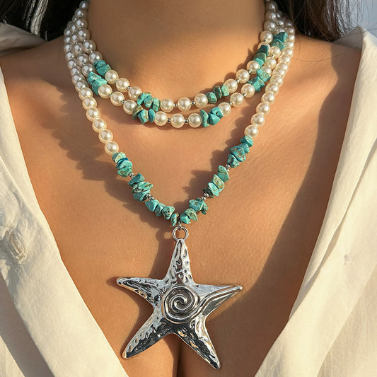 Exaggerated Starfish Large Pendant Necklace