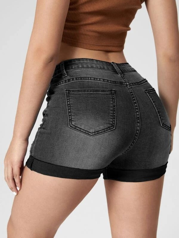 Women's Elastic Denim Shorts