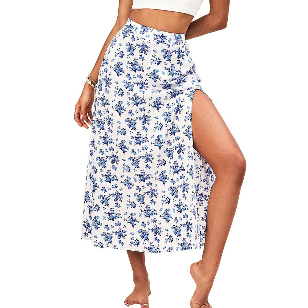 Loose Split Floral Skirt