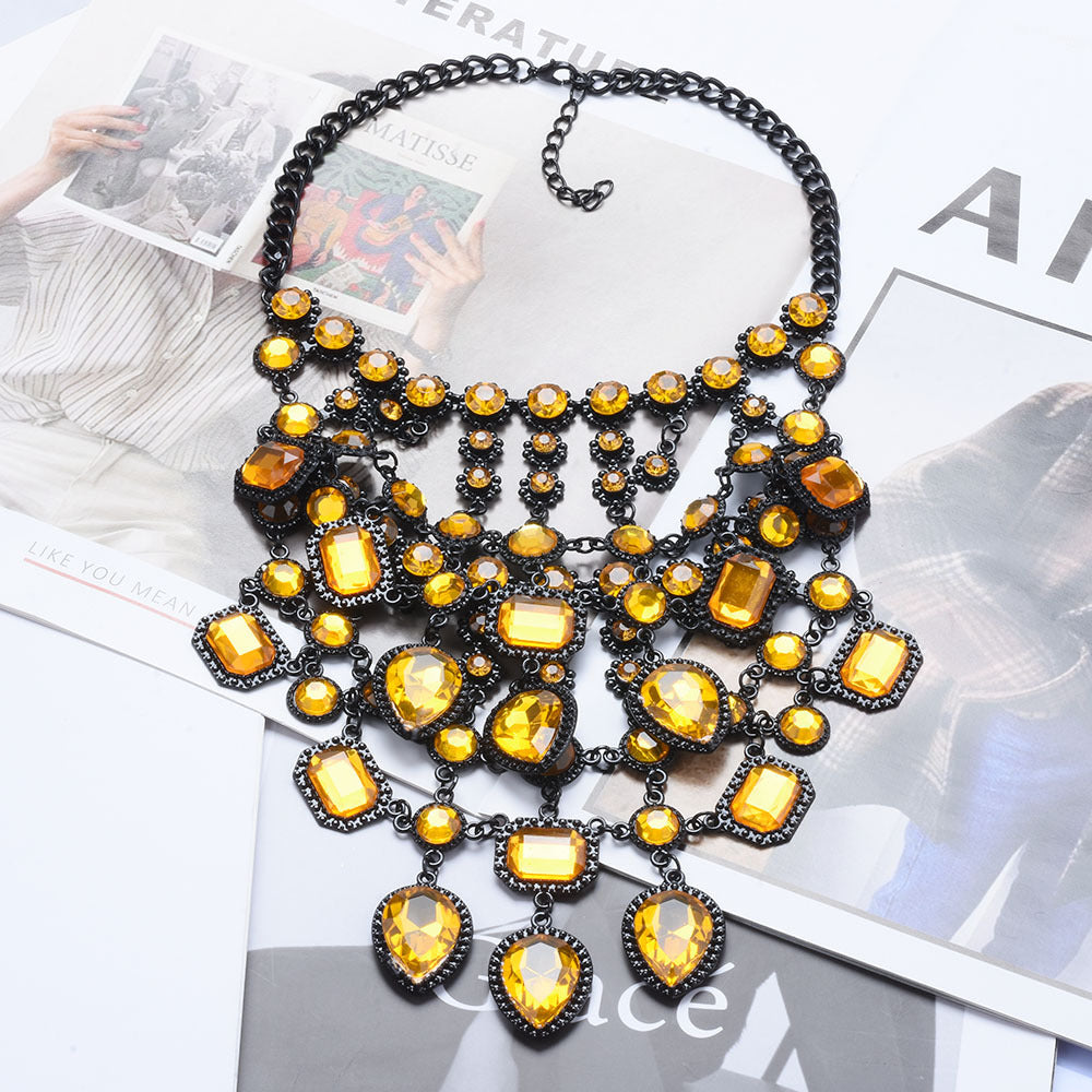 Multi-layer Style Alloy Inlaid Jewel Necklace