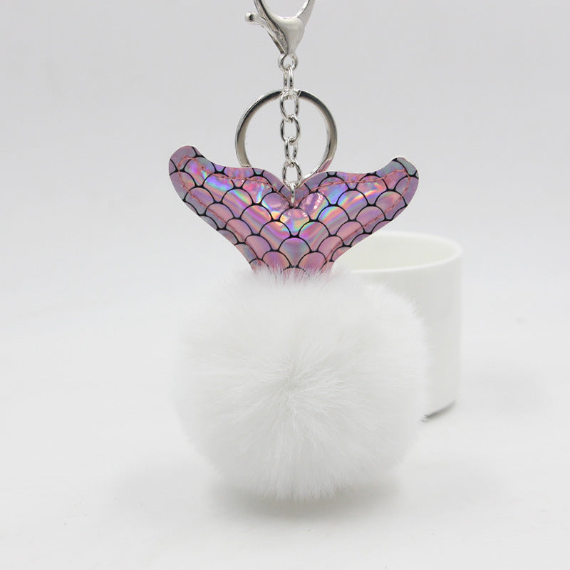 Mermaid Tail Fur Ball Keychain