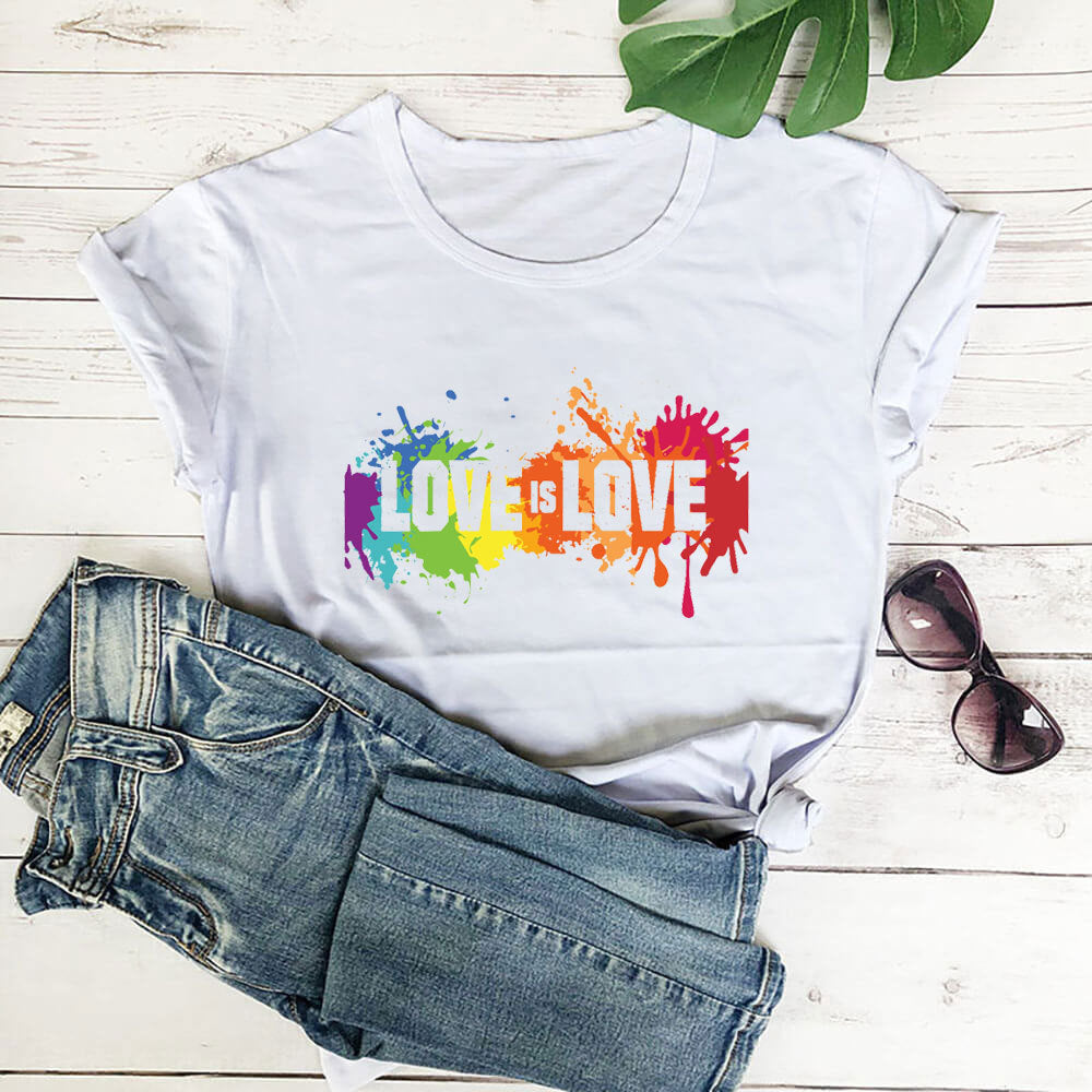 Love Is Love Letter Color Printed T-shirt