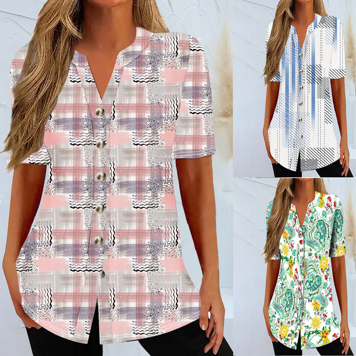 Casual Printed Short Sleeves Top