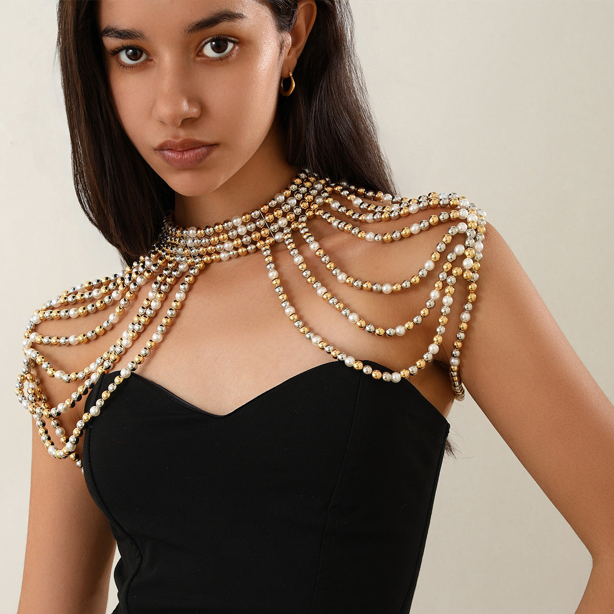 Elegant Multi-layer Tassel Imitation Pearl Shoulder Chain