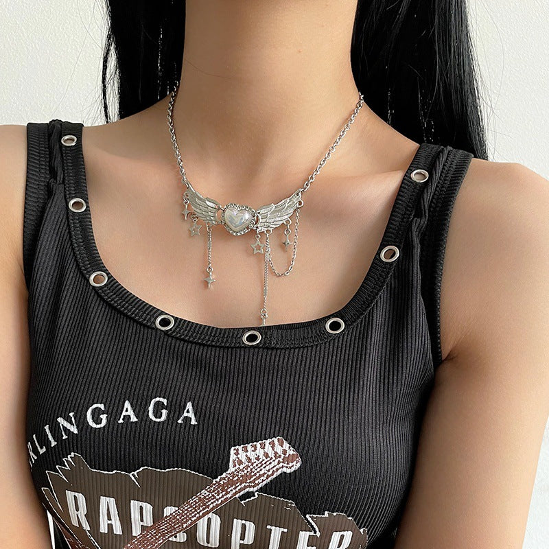 Heart Wings Tassel Necklace