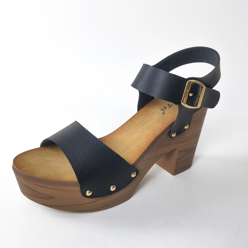 High Heel Chunky Heel Ankle-strap Sandals