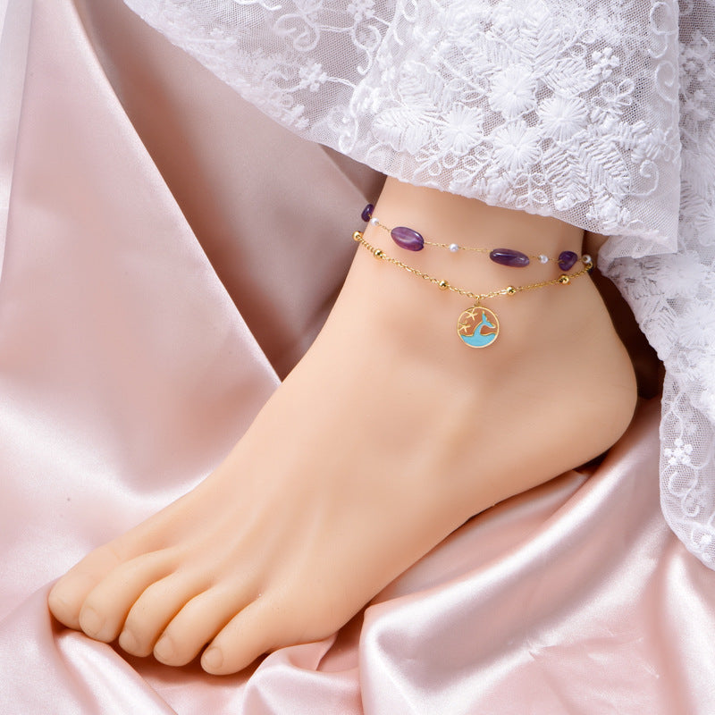 Purple Natural Stone Anklet