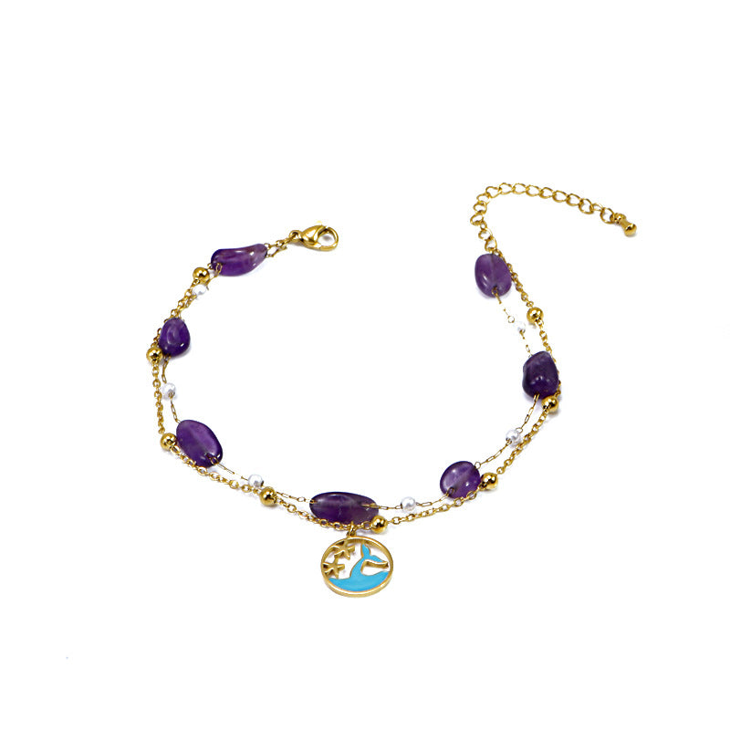 Purple Natural Stone Anklet