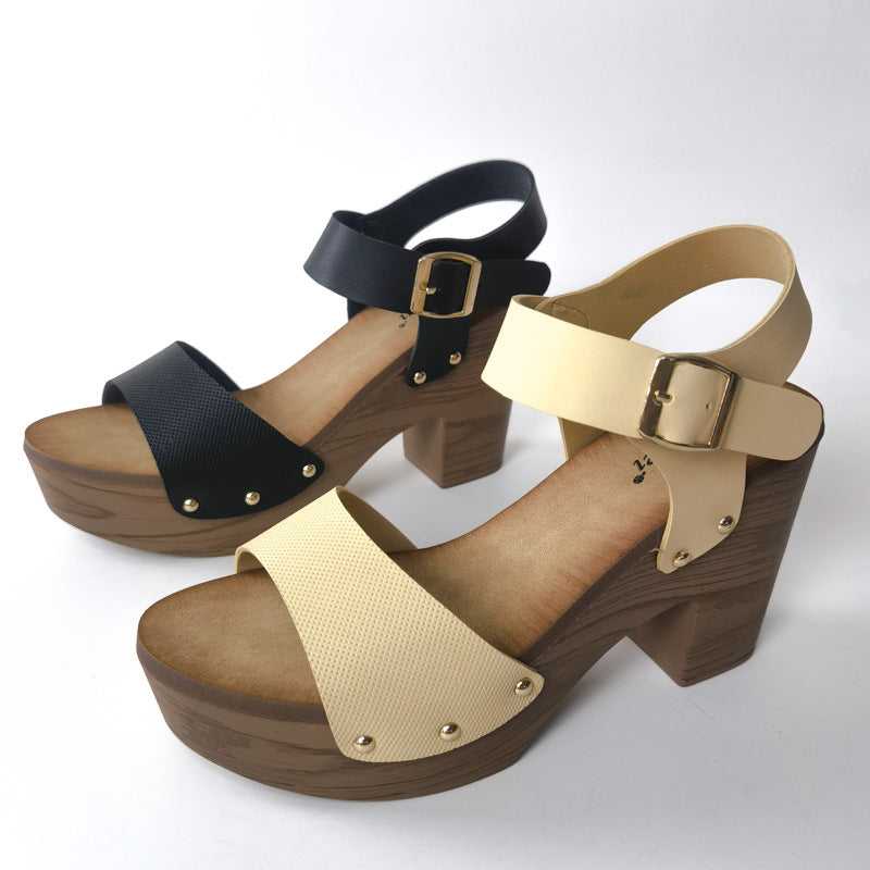 High Heel Chunky Heel Ankle-strap Sandals